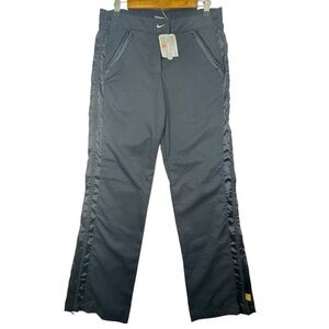 Vintage Nike Zip Front Track Pants Satin Stripe BLACK Size Medium NWT